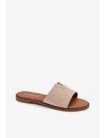 Dámské ploché nazouváky s ozdobným detailem V béžové model 22111384 - Boto