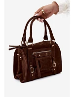 Hnědá kabelka z imitace semiše model 22220867 - Flora&Co