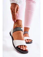 Klasický kožené sandály s cvočky Stříbrná Shelly Klasický kožené sandály s cvočky Stříbrná Shelly