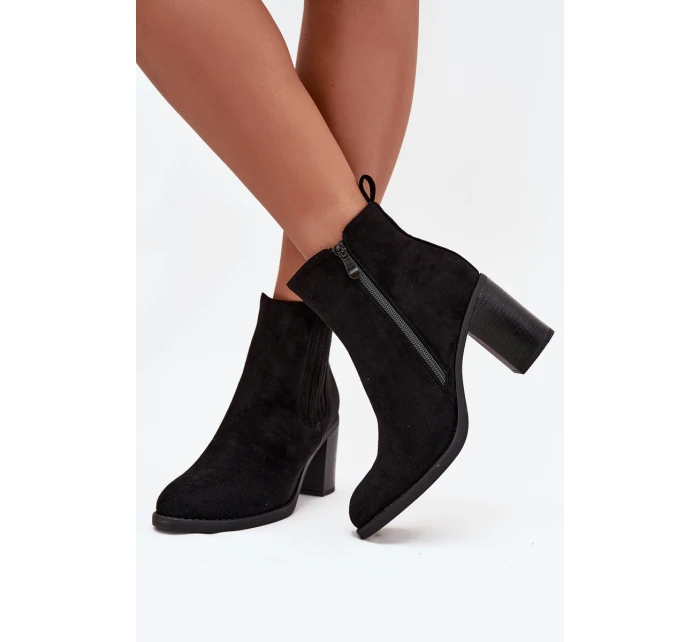 Dámske zateplené čižmy Brevina - čierne, na stĺpcovom podpätku Dámske zateplené čižmy Brevina - čierne, na stĺpcovom podpätku