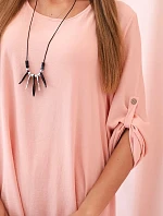 Súprava blúzka + nohavice s príveskom tmavo púdrovo ružová