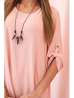 Súprava blúzka + nohavice s príveskom tmavo púdrovo ružová