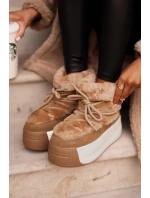 Skórzane Śniegowce Damskie Na Grubej Podeszwie Z Futerkiem Big Star OO274A207 Brązowe Skórzane Śniegowce Damskie Na Grubej Podeszwie Z Futerkiem Big Star OO274A207 Brązowe