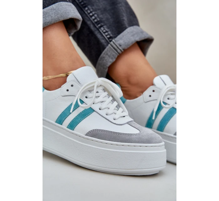 model 21684263 Kožené Nízké Tenisky Dámské Na Platformě Bílé - Zazoo