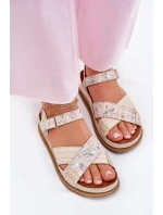 Dámské Kožené Sandály Na Platformě model 21701984 Ecru - Maciejka