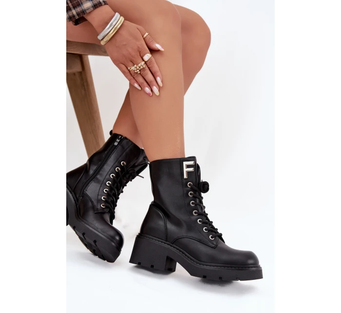 Dámské workery kotníkové boty na klínku zateplené s F černé model 21707452 - Boto Dámské workery kotníkové boty na klínku zateplené s F černé model 21707452 - Boto