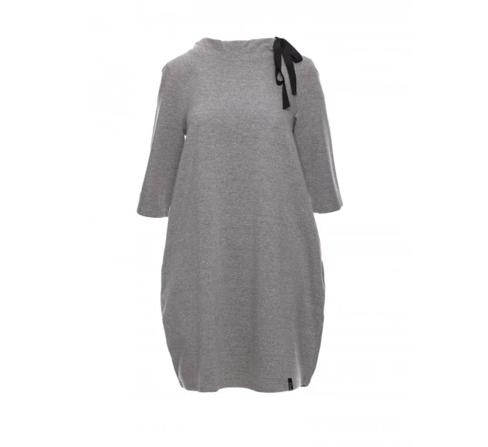 B070 Nadmerné šaty s opaskom na zaväzovanie - sivé