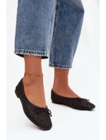 Dámske baleríny s úpletom a mašľou Belirra - čierne
