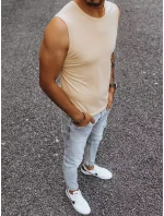 Pánské tričko bez rukávů s potiskem béžové Dstreet model 21965038 - FashionStreet
