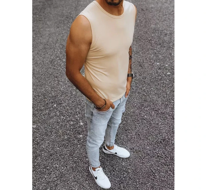 Pánské tričko bez rukávů s potiskem béžové Dstreet model 21965038 - FashionStreet