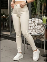 Jeansy damskie skinny z wysokim stanem beżowe model 22102001 - FashionStreet