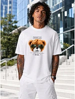 Tshirt męski oversize z nadrukiem bawełniany biały model 22216094 - FashionStreet
