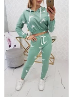 Sada s potlačou pištole tmavo mätová