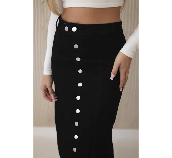 Dlouhá sukně s knoflíky černý Dlouhá sukně s knoflíky černý