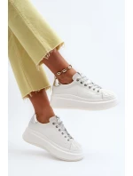 Dámské kožené tenisky na platformě GOE NN2N4033 Bílé