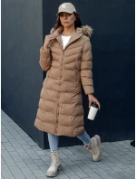 Dámsky zimný kabát LUXWARM tmavo béžový FashionStreet TY4375 Dámsky zimný kabát LUXWARM tmavo béžový FashionStreet TY4375