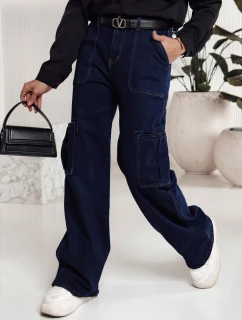 Dámske nohavice FITZONE denim cargo tmavo modré FashionStreet UY2243