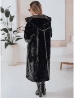 Dámsky kožuch HELLOCHIC dlhý čierny FashionStreet TY4986