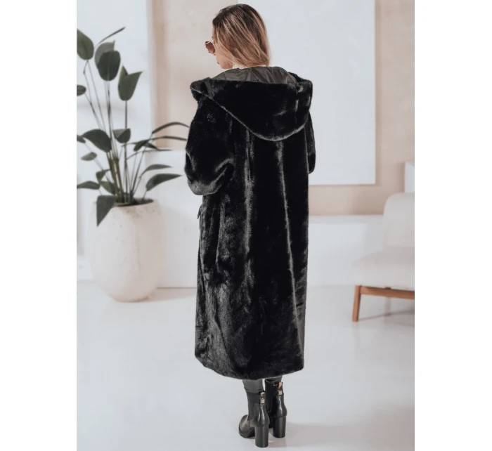 Dámsky kožuch HELLOCHIC dlhý čierny FashionStreet TY4986