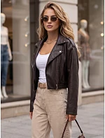 Kurtka damska skórzana ramoneska brązowa model 22347673 - FashionStreet