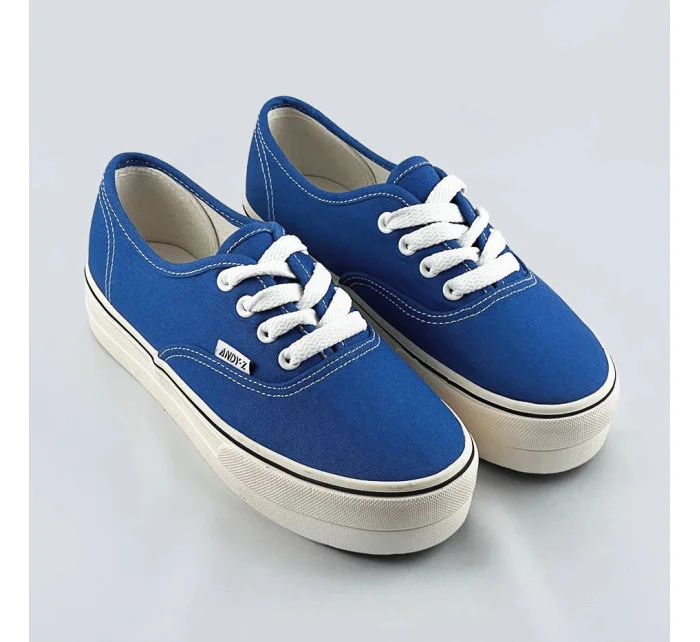 Svetlomodré dámske tenisky s ozdobným prešitím (AW020303)