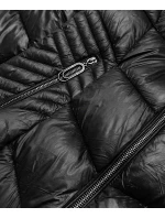 Čierna dámska krátka bunda pre prechod (B8069-1)