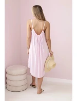 Viskózové šaty na ramínka světle růžová