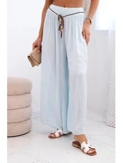 Dámske viskózové nohavice so širokými nohavicami modré