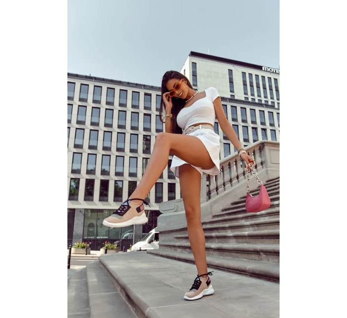 Damskie Wsuwane Sportowe Buty Sneakersy Beżowe Klayra
