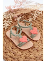 Dětské sandálky se srdcem model 21658598 My First Baby zelené - Ipanema