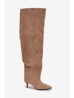 Čižmy na podpätku 3307 khaki - Krok vo veľkom štýle