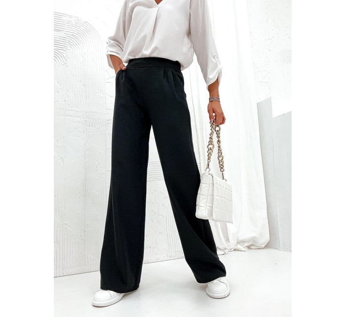 Elegantné čierne dámske nohavice (8247)