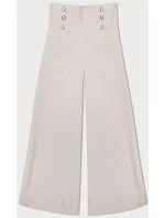 Světle béžové elegantní široké dámské kalhoty model 20159963 - MADE IN ITALY Světle béžové elegantní široké dámské kalhoty model 20159963 - MADE IN ITALY