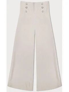 Svetlo béžové elegantné široké dámske nohavice (33575)