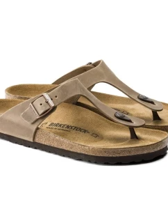 Dámske žabky Birkenstock Gizeh Oiled Leather Tabacco Brown Narrow (0943813) dámske