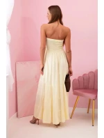 Dámské viskózové šaty s elastickým topem žlutý