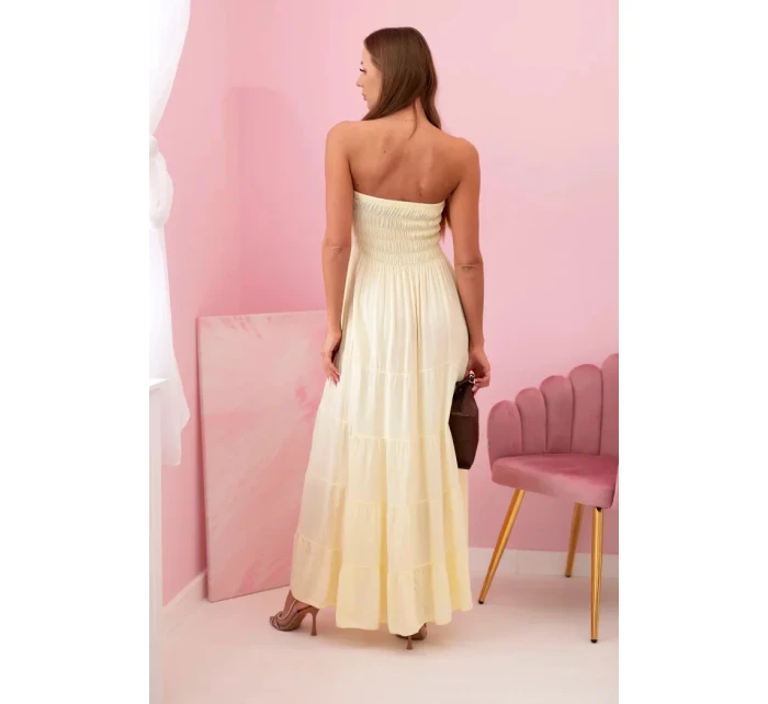 Dámské viskózové šaty s elastickým topem žlutý