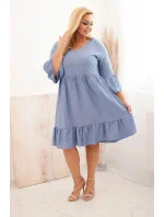 Dámské viskózové šaty Plus Size s model 21165816 ozdobou džínová - K-Fashion