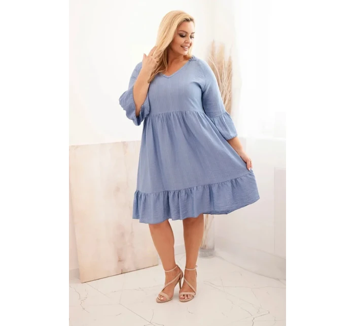 Dámské viskózové šaty Plus Size s model 21165816 ozdobou džínová - K-Fashion