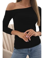 Dámska viskózna blúzka bez ramien s 3/4 rukávmi čierna Dámska viskózna blúzka bez ramien s 3/4 rukávmi čierna