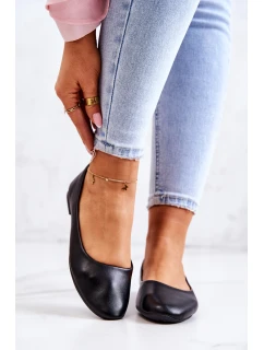 Skórzane Klasyczne Baleriny Czarne Stacee
