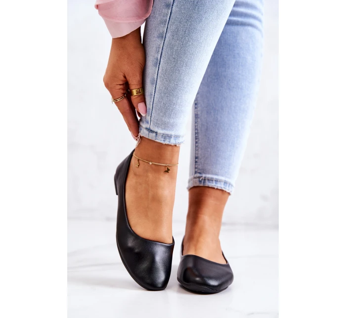 Skórzane Klasyczne Baleriny Czarne Stacee Skórzane Klasyczne Baleriny Czarne Stacee
