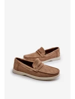 Mužské mokasíny z ekologického semiše béžové model 21666698 - EVENTO
