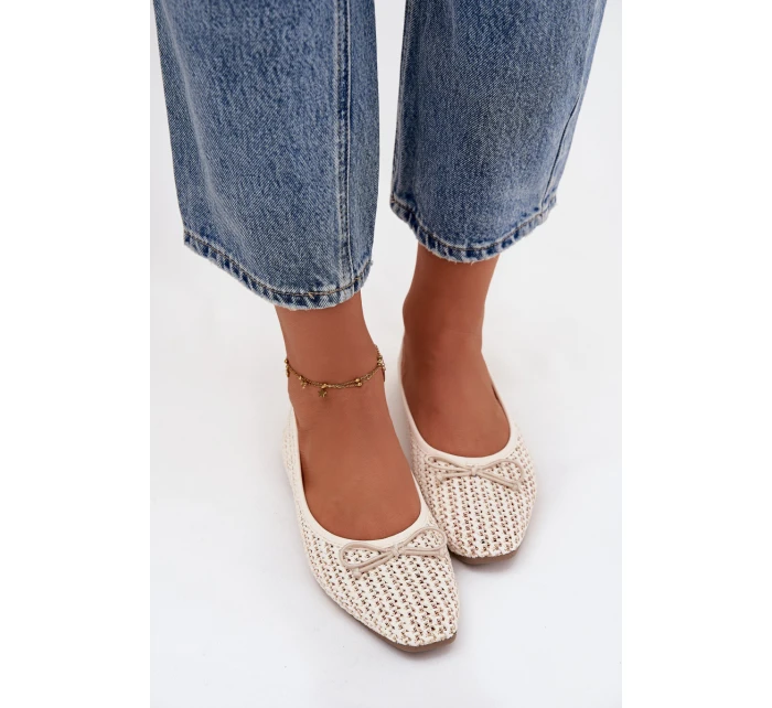 Baleríny S Pletením A Mašlí Ecru model 21744492 - Boto