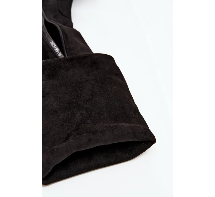 Dámské vysoké boty na podpatku z eko semiše černé Zaretta