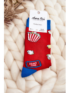 Pánske ponožky s popcornovými vzormi červené