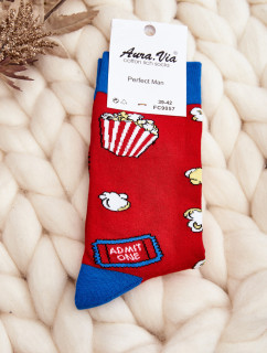 Pánske ponožky s popcornovými vzormi červené