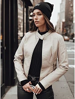 Dámská přechodná kožená bunda TY4744 béžová - FashionStreet Dámská přechodná kožená bunda TY4744 béžová - FashionStreet