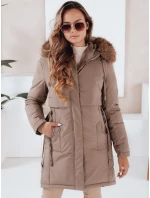 Dámská zimní bunda parka s kapucí tmavě béžová Dstreet model 21991282 - FashionStreet