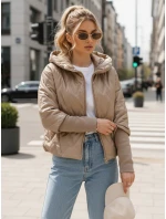 Dámská přechodná prošívaná bunda s kapucí camel Dstreet model 21995988 - FashionStreet